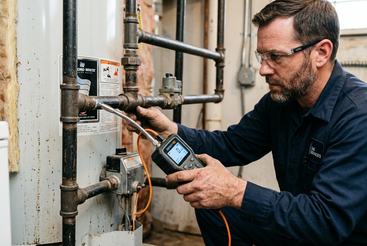 Customer support and dispatch technician coordinating gas leak repair service